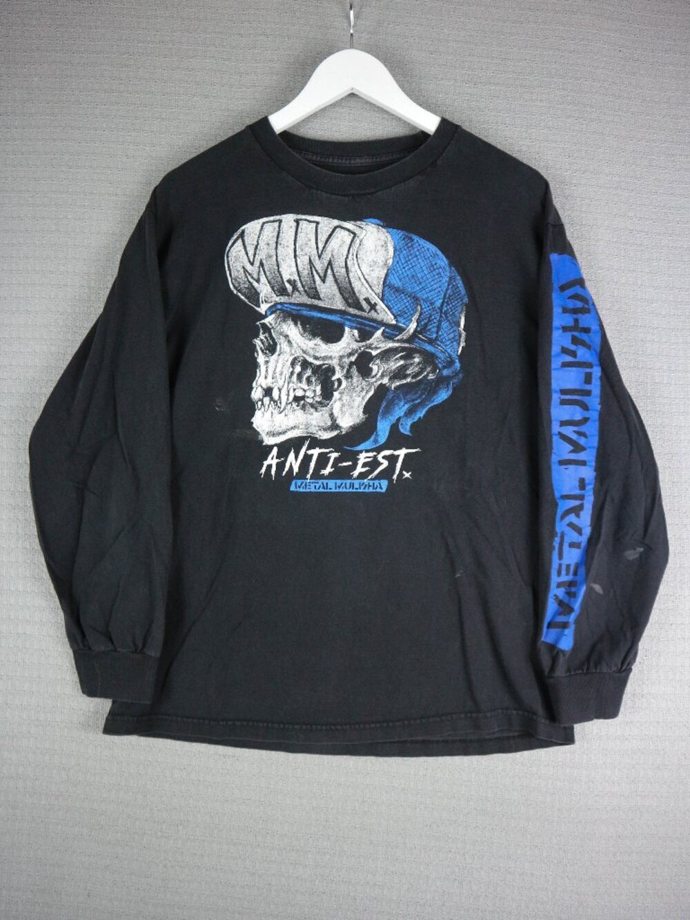 Metal Mulisha Anti Establishment Distressed Thrashed Skull Longsleeve Large asis